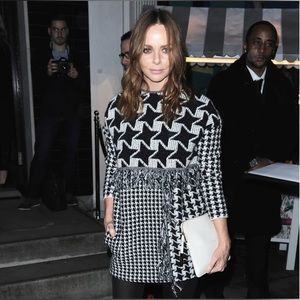 NWT RARE Farm Rio Fringe Black and Grey Wool Mini Dress